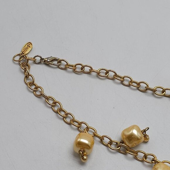 Dominique Cohen Gold-Tone Necklace With Dangling Pearl-Like Beads - Picture 2 of 6